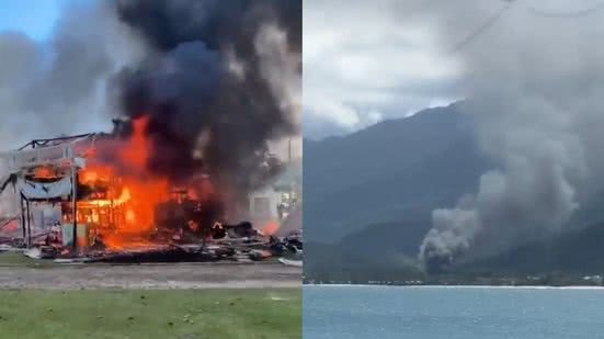 Chamas subiram pela região da Praia do Sapê - Foto: Reprodução/Redes sociais